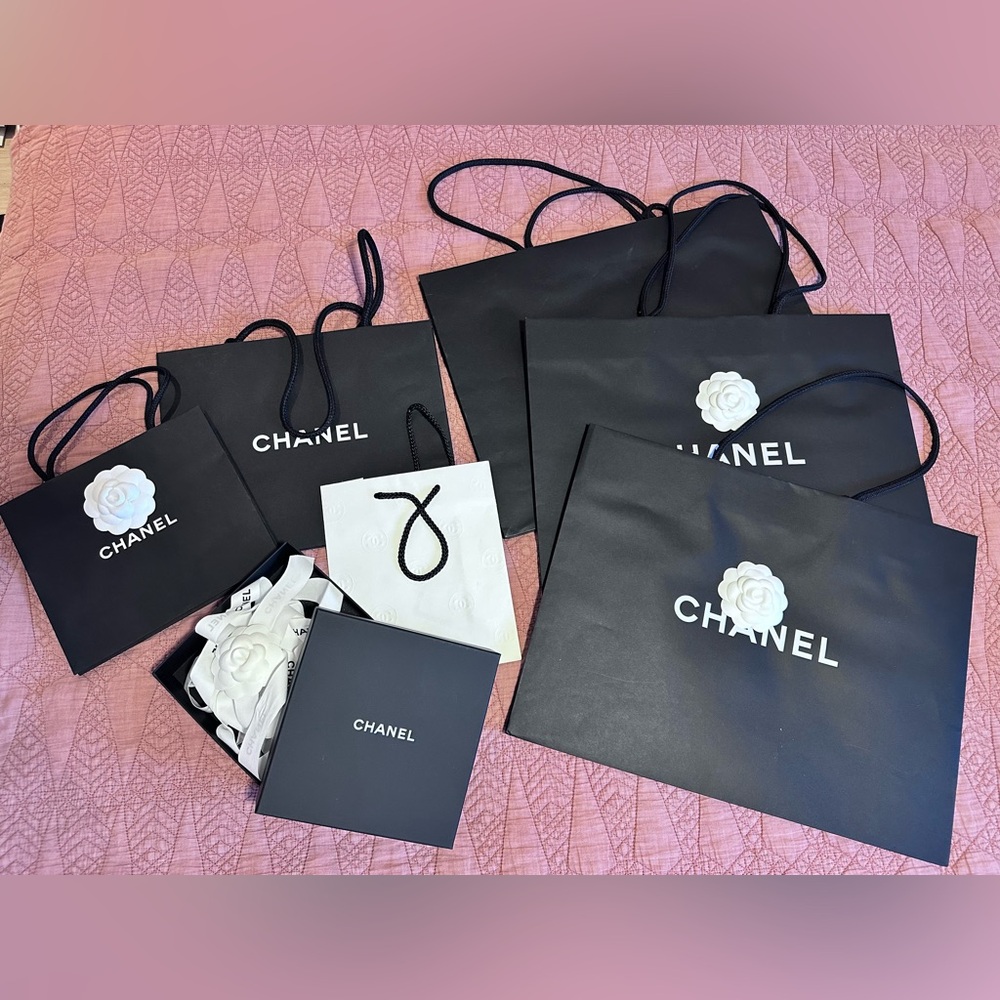Chanel Shopping Bags Set w Camelias and Ribbon